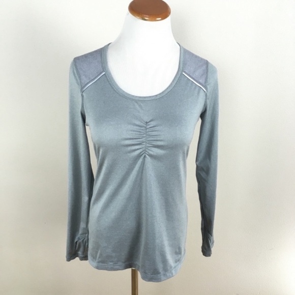 Athleta Tops - Athleta Silver Lace Back Long Sleeve Top Yoga Run Fitness Women’s Sz Small‎